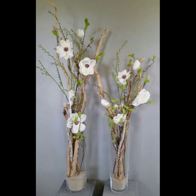 Künstlicher Magnolienzweig in Weiß 85 cm