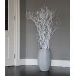 Deko-Set mit Vase | Korkenzieherweide | Weiß | 120 cm