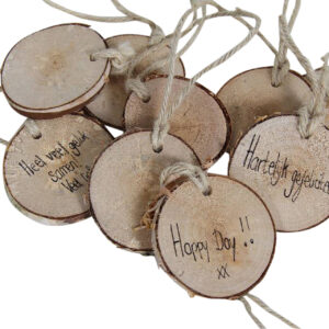 5 wensschijfjes met touwtje 8-10 cm