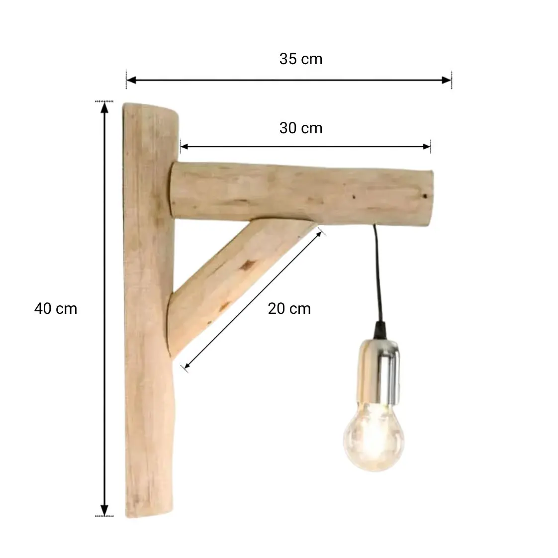 Afmetingen Boomstam Wandlamp Esper