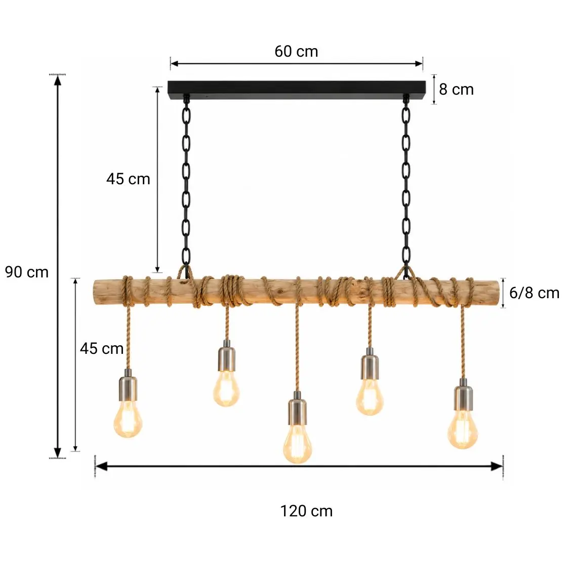 Afmetingen Esper Berkenstam Hanglamp met ketting
