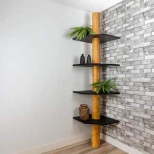 Boomstam Hoekkast Kiran Old NaturelZwart 85x60x250