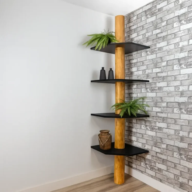 Boomstam Hoekkast Kiran Old NaturelZwart 85x60x250