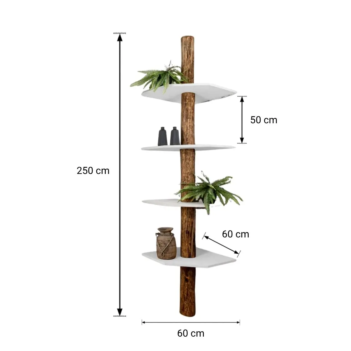 Boomstam Hoekkast _ Alrik _ Oak_Wit _ 60x60x250
