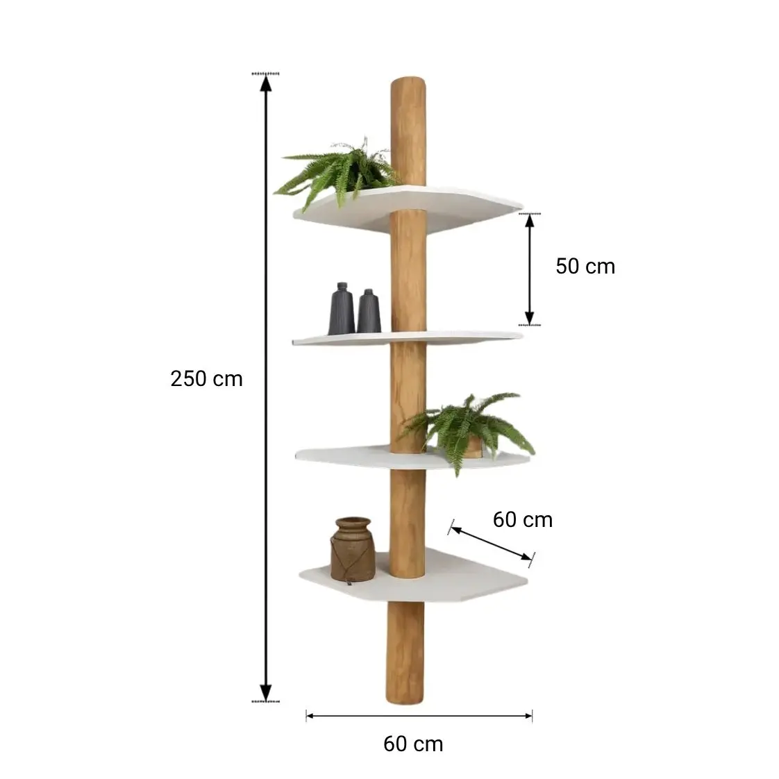 Boomstam Hoekkast _ Tarik _ Old Naturel_Wit _ 60x60x250