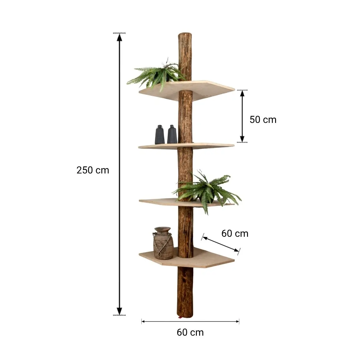 Boomstam Hoekkast _ Vita _ Oak _ 60x60x250