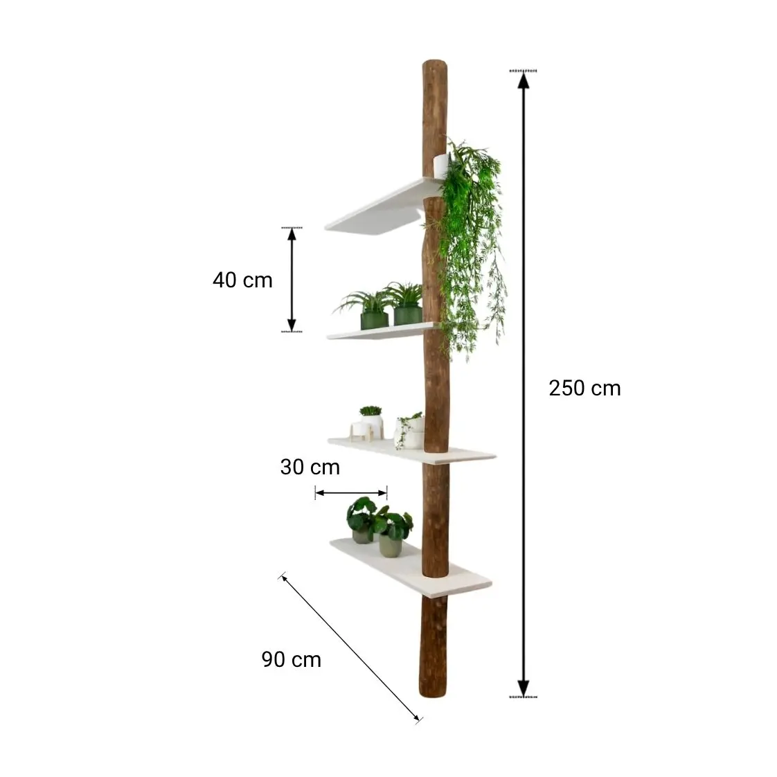 Boomstam Roomdivider _ Alrik _ Oak_Wit _ 90x30x250