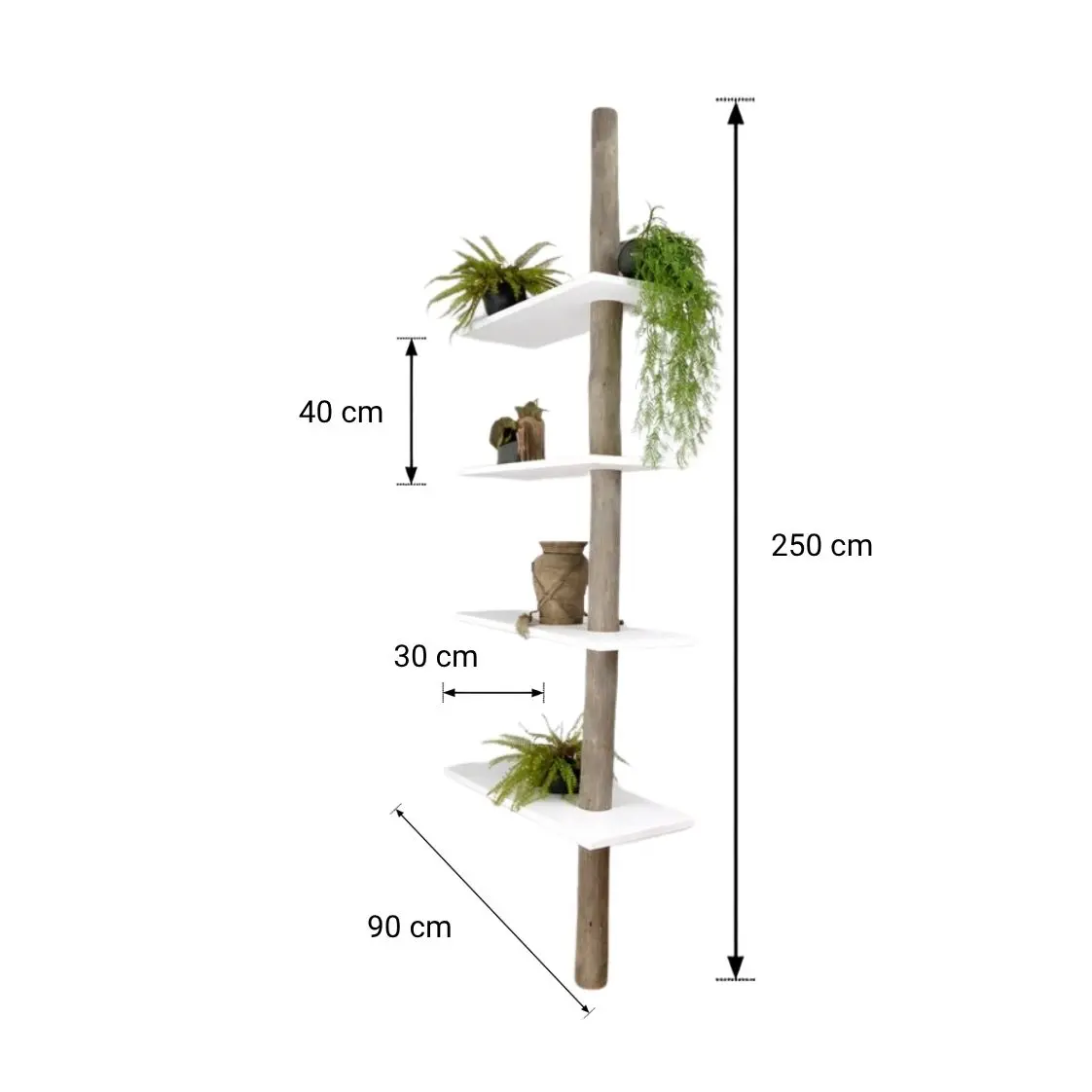 Boomstam Roomdivider _ Javi _ Grey_Wit _ 90x30x250