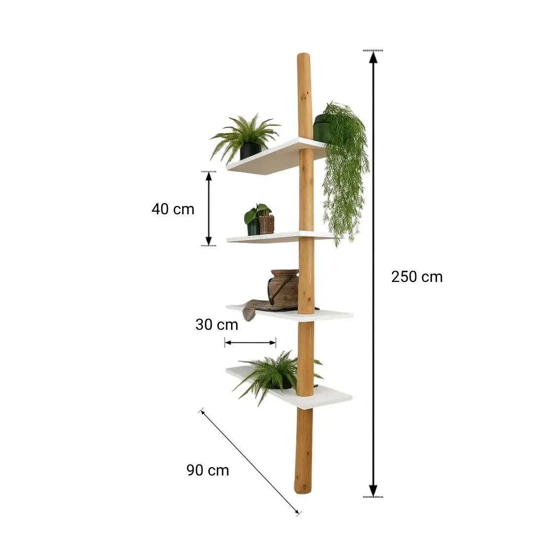 Boomstam Roomdivider _ Tarik _ Old Naturel_Wit _ 90x30x250
