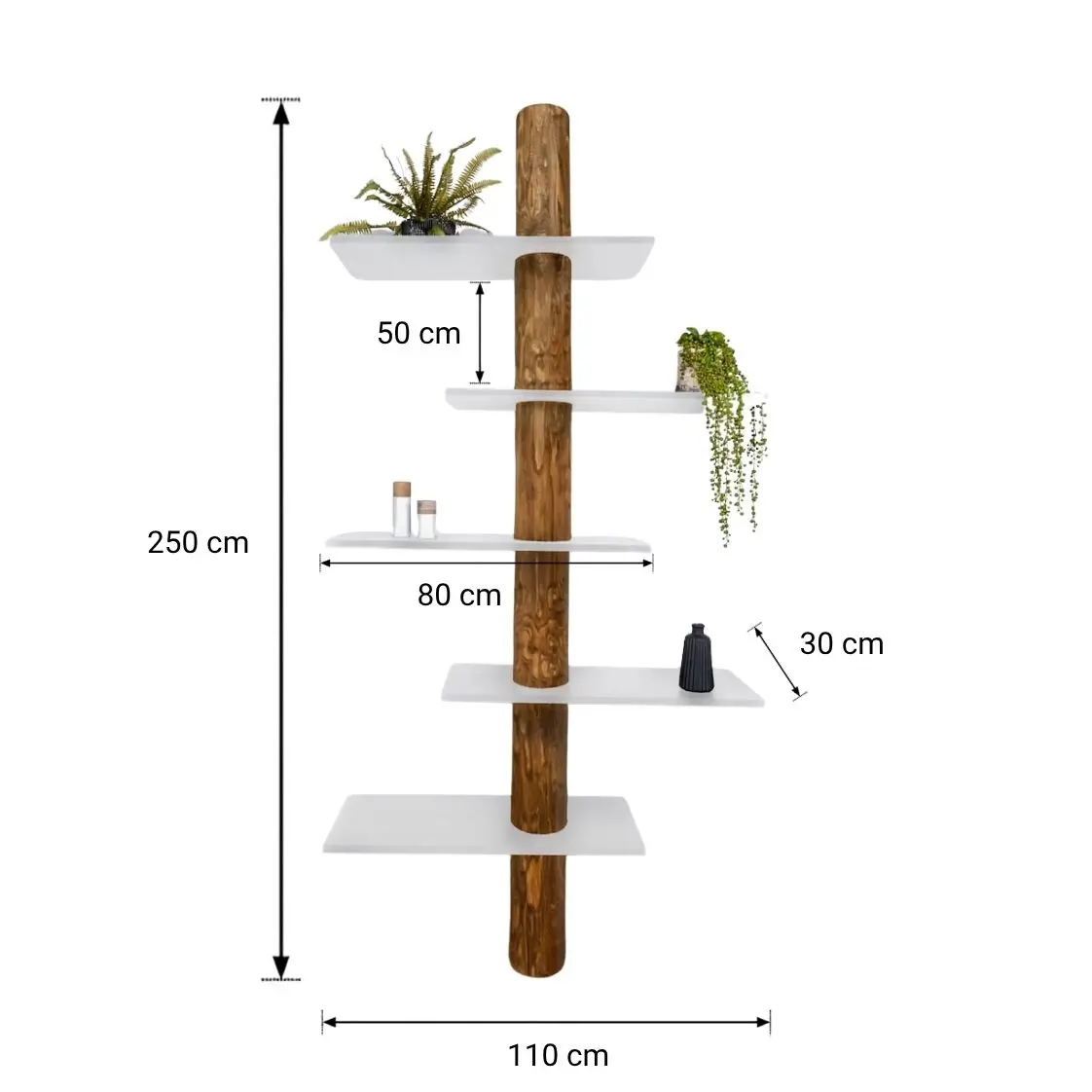 Boomstam Wandkast _ Alrik _ Oak_Wit _ 110x30x250