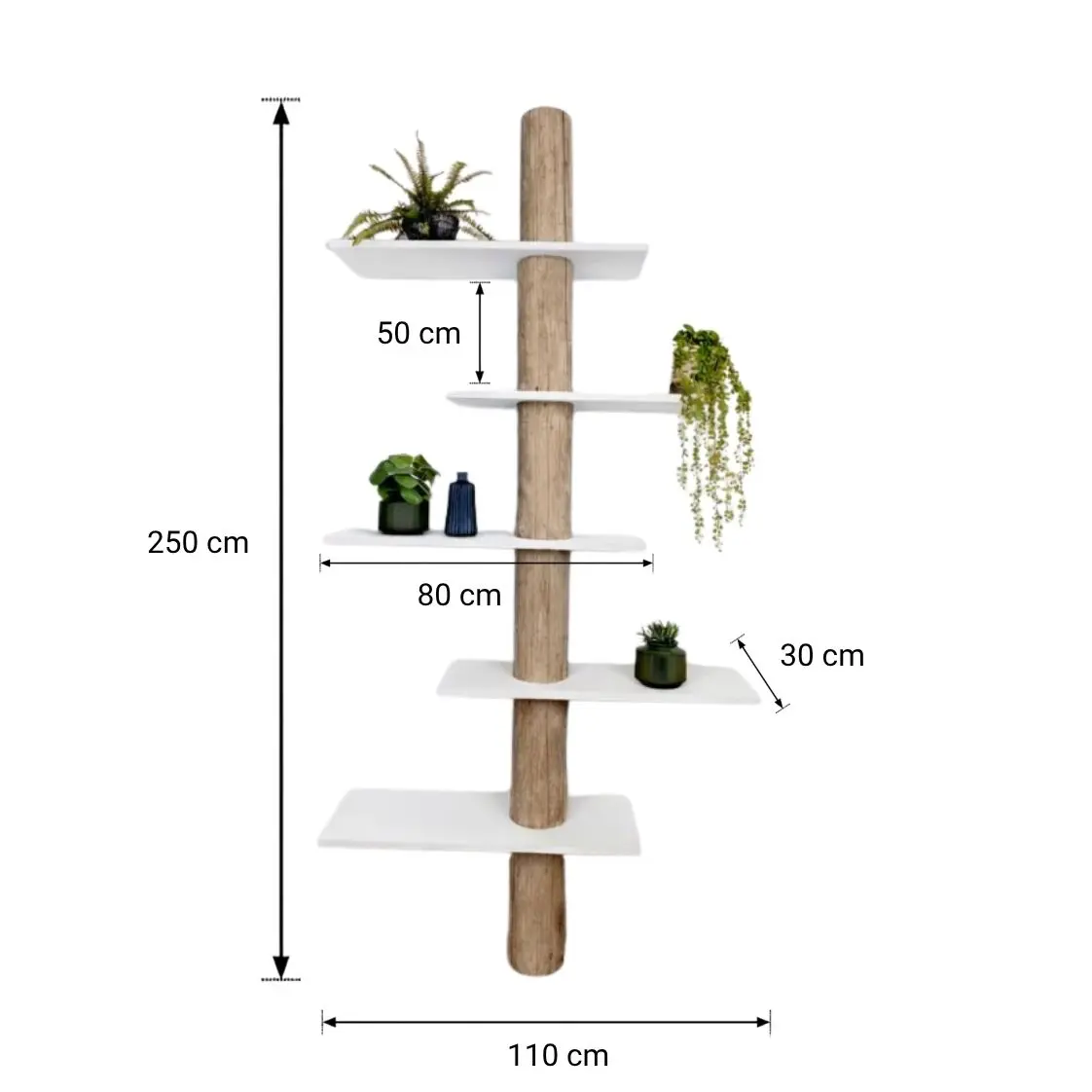 Boomstam Wandkast _ Javi _ Grey_Wit _ 110x30x250
