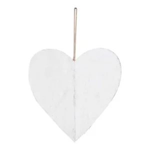 Decoratiehart aan touwtje Wit 7cm