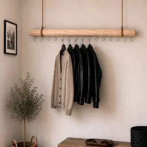 Hanggarderobe naturel met rvs haakjes