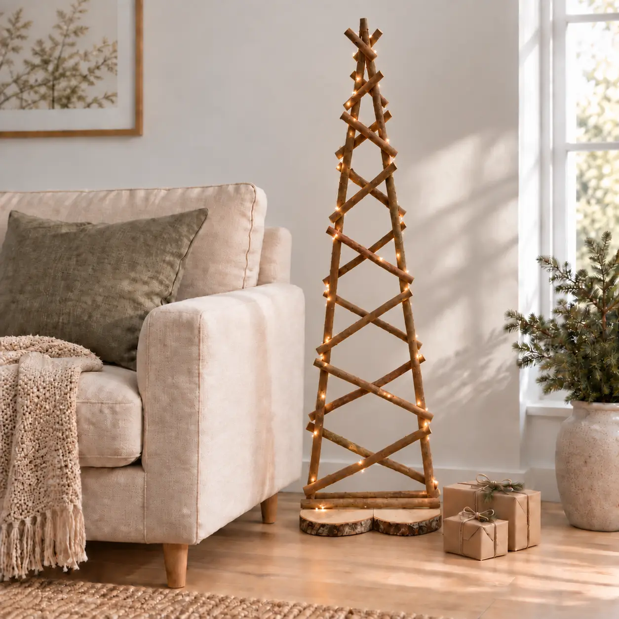 Hogere wilgenkerstboom met warme lichtjes 150 cm