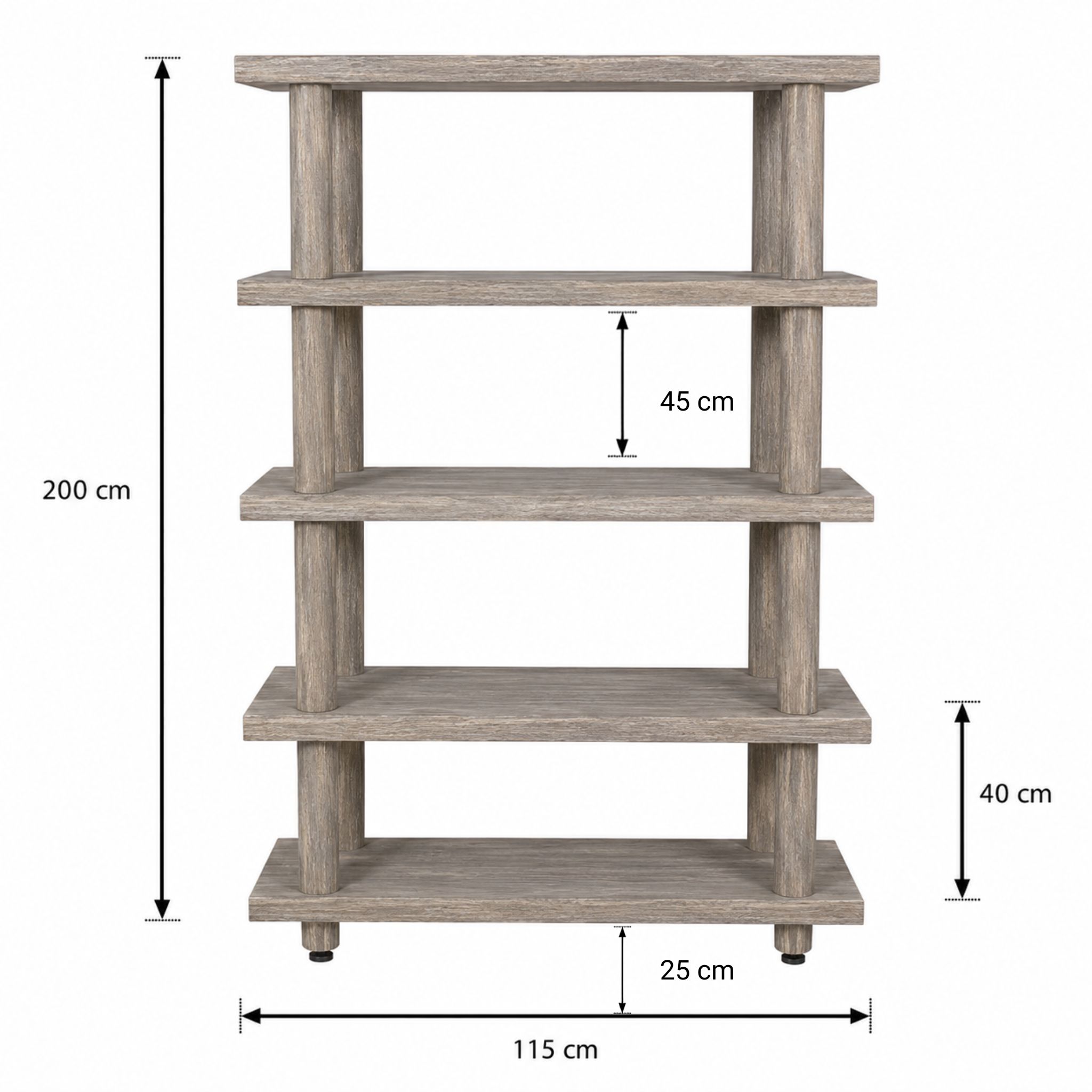Javi Boomstam Roomdivider met 5 legplanken