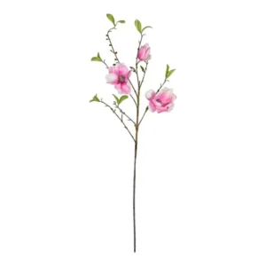 Kunst Magnolia Roze met groene blaadjes 85cm
