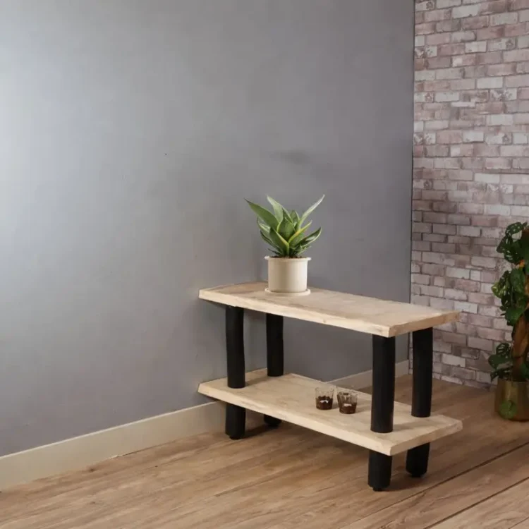 Roomdivider naturel-zwart 2 planken