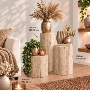 Set boomstamzuilen Naturel