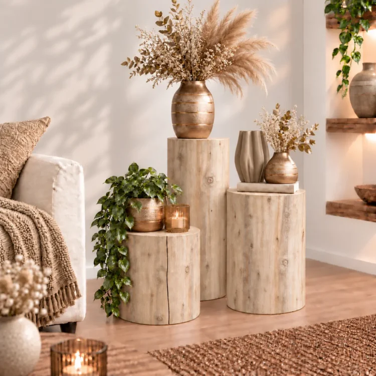 Set van drie naturel zuilen