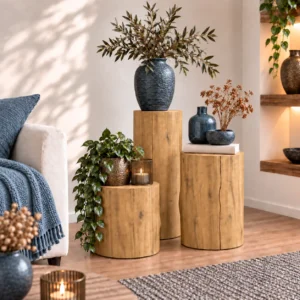 Set van drie old naturel zuilen