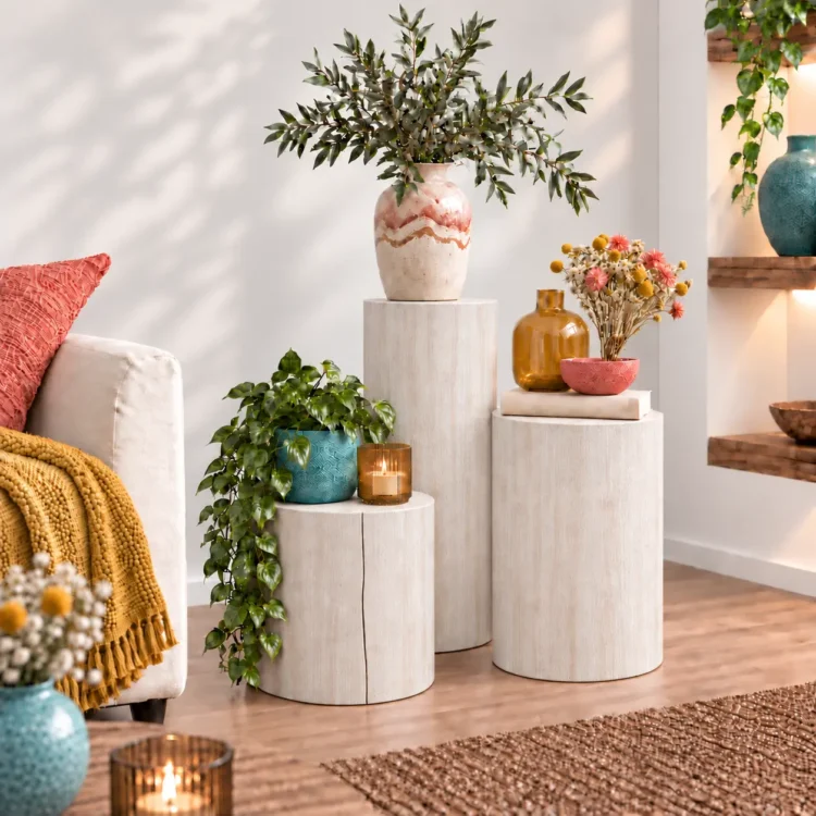 Set van drie white wash zuilen