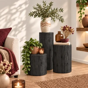 Set van drie zwarte zuilen
