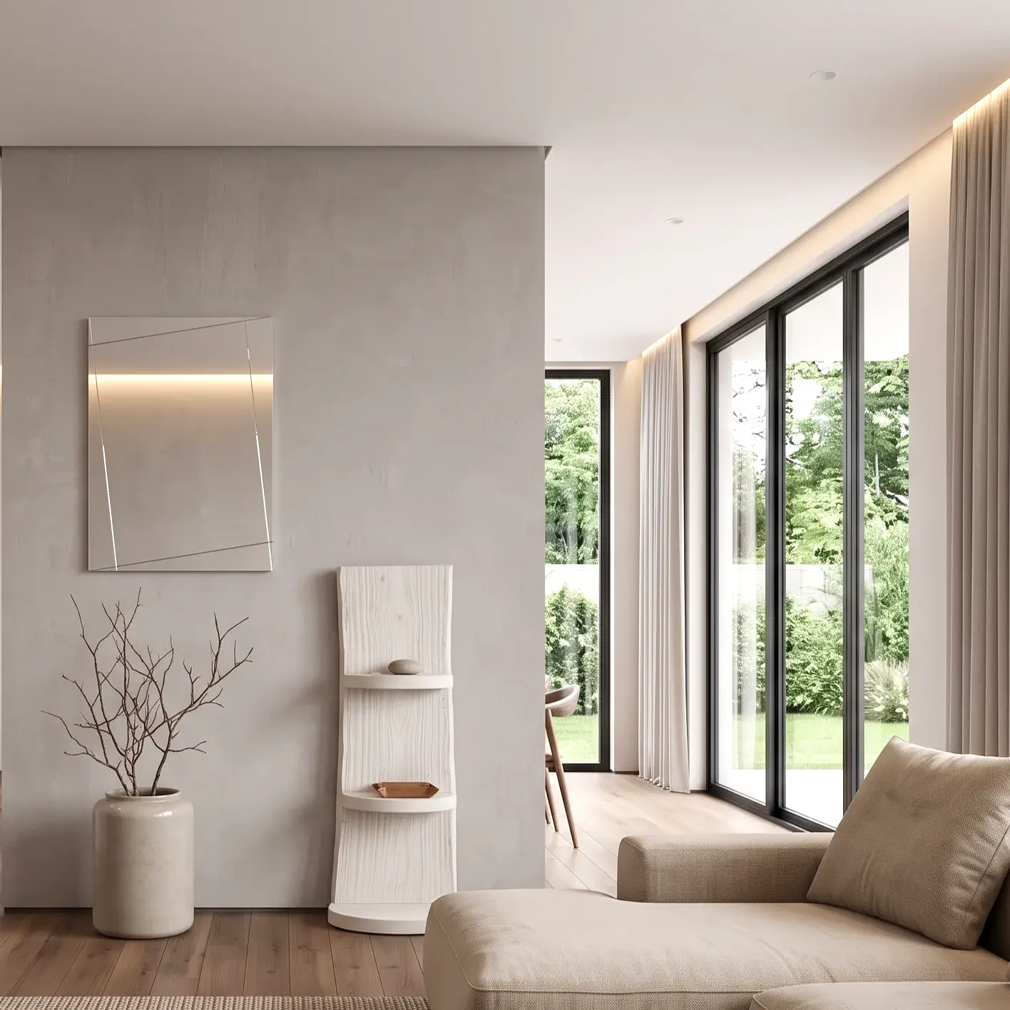 Staand boomstamrek white wash 100 cm