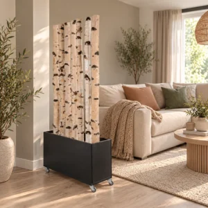 Verrijdbare berken roomdivider