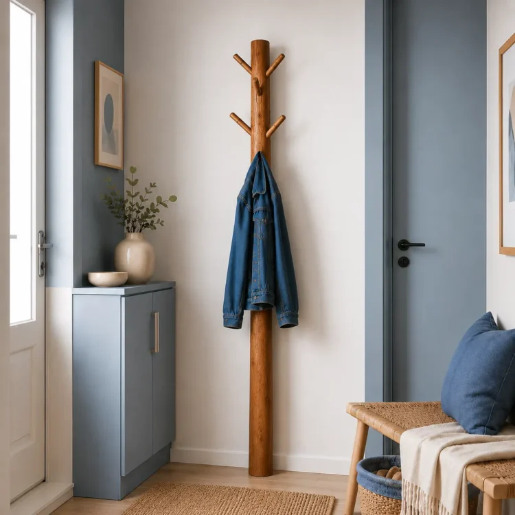 Wandkapstok 165 cm Oak met houten haken
