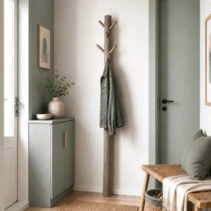 Wandkapstok 165 cm grey met houten haken
