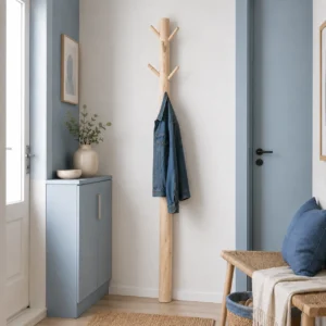 Wandkapstok 165 cm naturel met houten haken