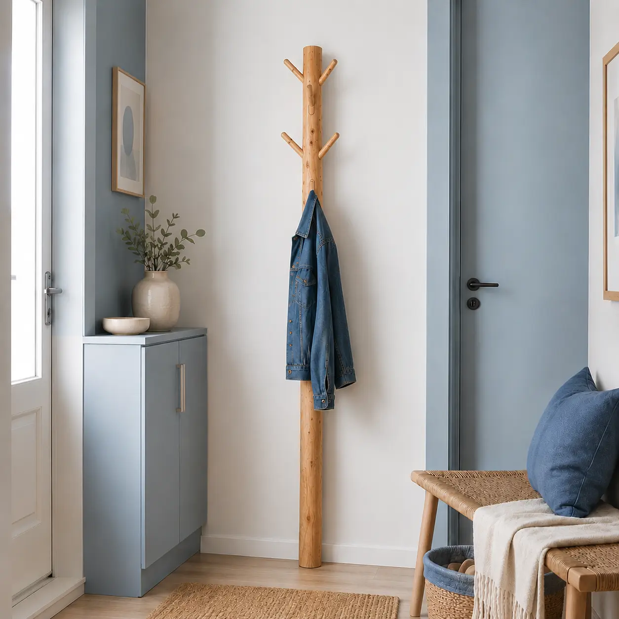 Wandkapstok 165 met houten haken naturel
