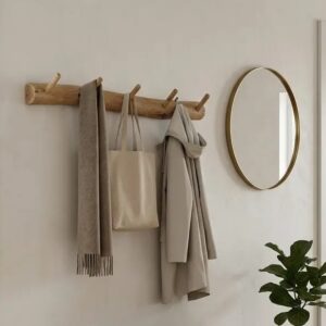 Wandkapstok 5 houten haken 100 cm old naturel(2) - Bewerkt