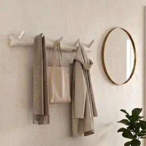 Wandkapstok 5 houten haken white wash 100 cm(1)
