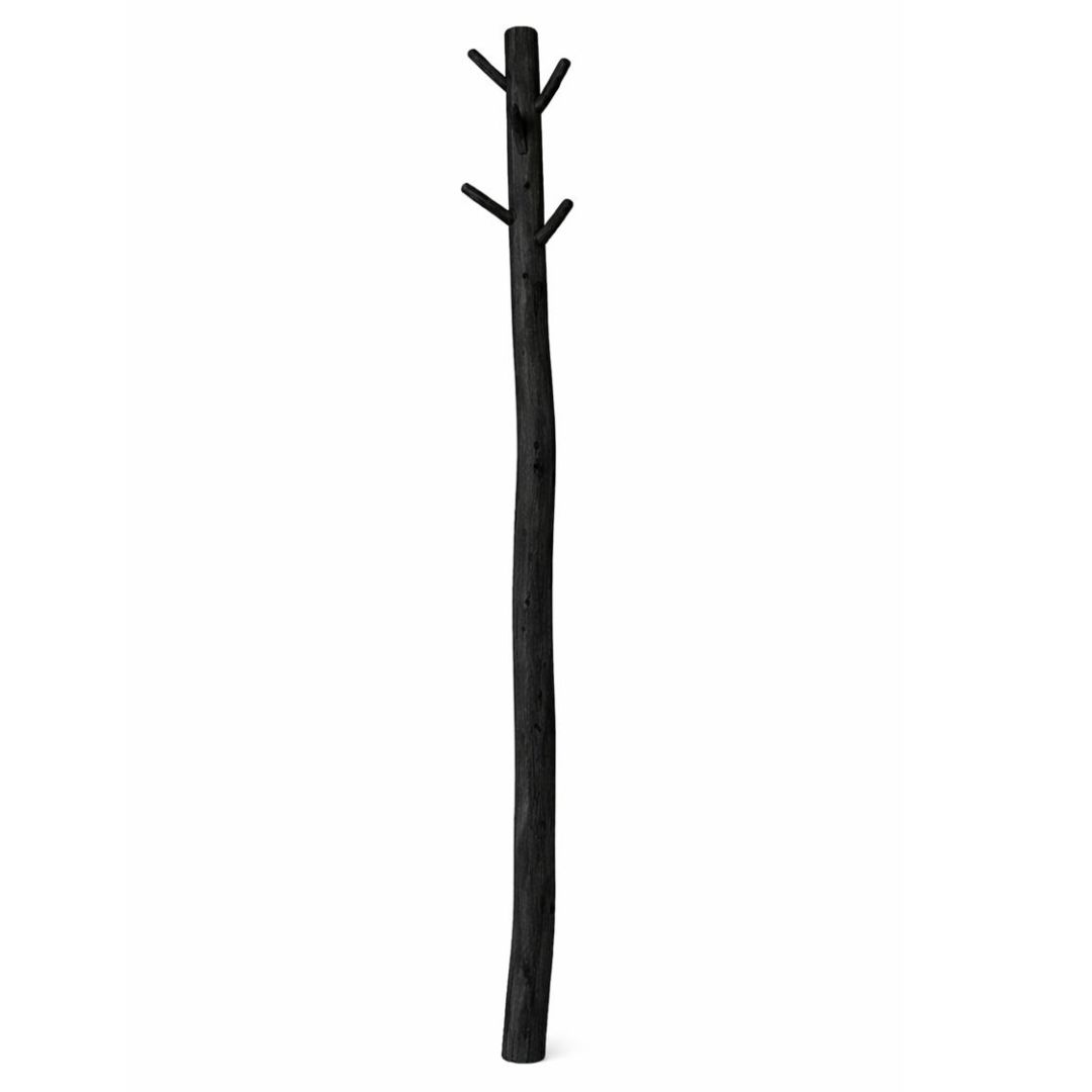 Wandkapstok 6 houten haken 165 cm Zwart