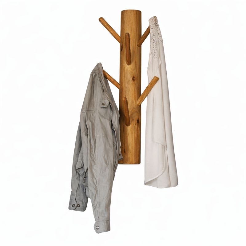 Wandkapstok 6 houten haken 70 cm Oak