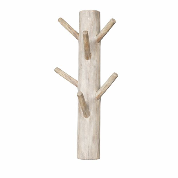 Wandkapstok 6 houten haken 70 cm, White