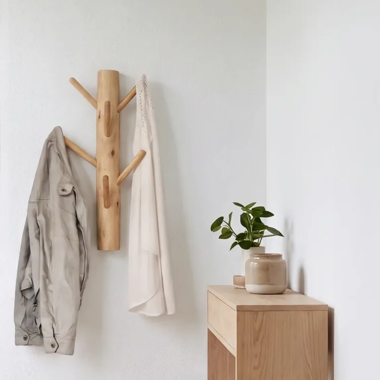 Wandkapstok 6 houten haken 70 cm naturel(1)