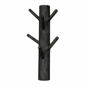 Wandkapstok 6 houten haken 70 cm, zwart