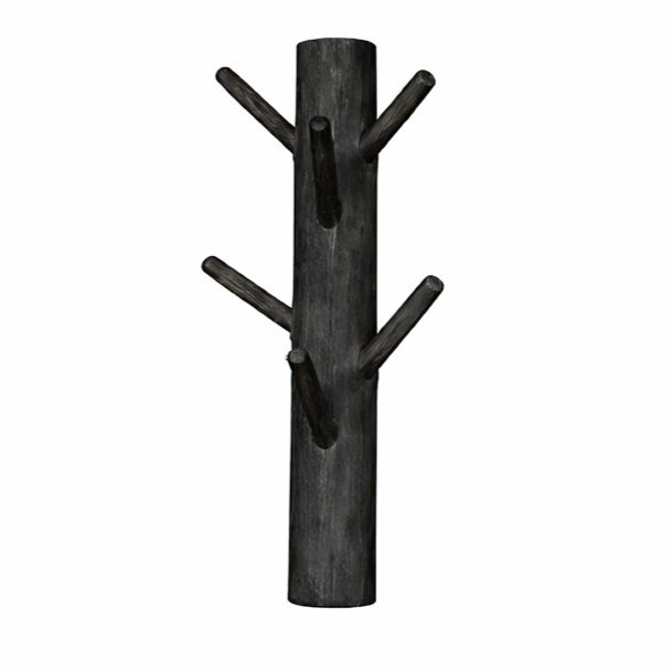 Wandkapstok 6 houten haken 70 cm, zwart