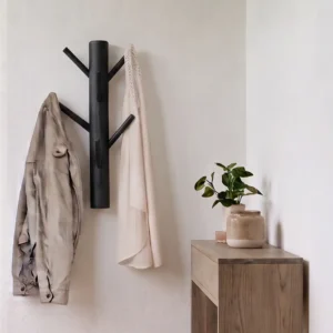 Wandkapstok 6 houten haken 70 cm zwart(2)