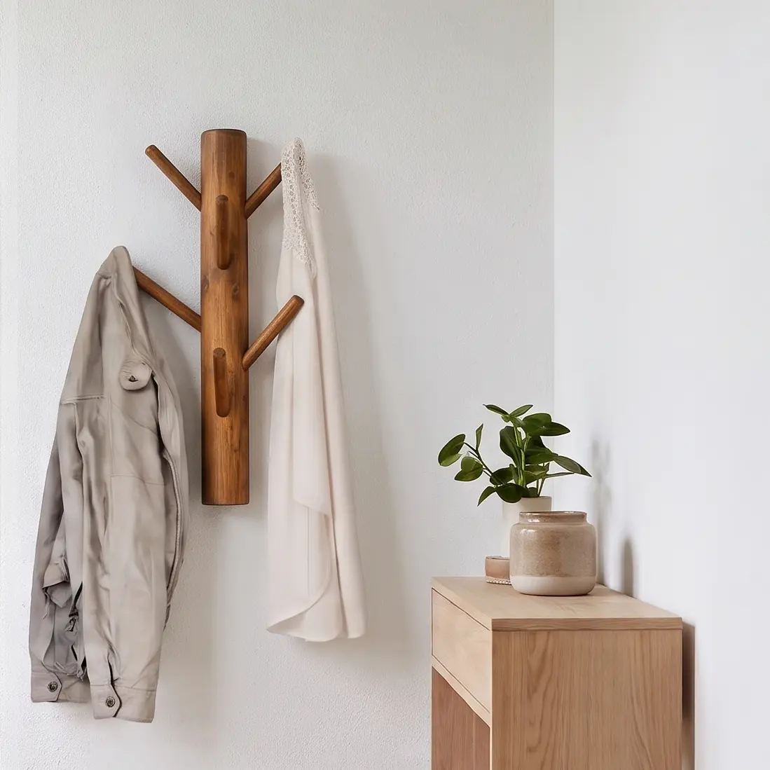 Wandkapstok 6 houten haken oak 70 cm(2)