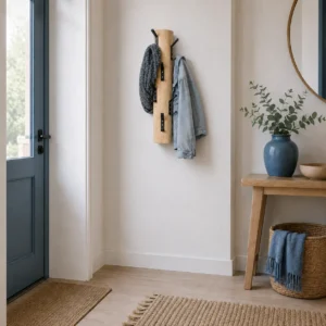 Wandkapstok 70 cm naturel met zwarte haken