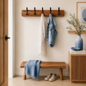 Wandkapstok Oak met zwarte haken