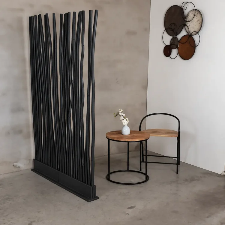 Wilgen roomdivider zwart 165 cm