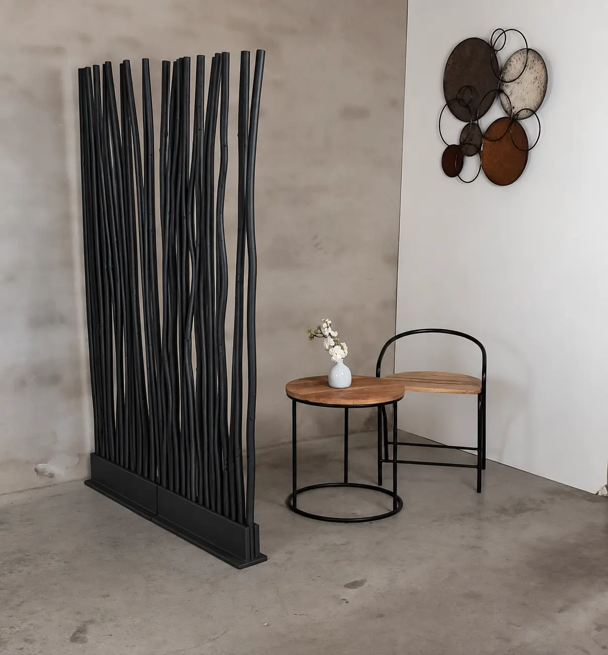 Wilgen roomdivider zwart 165 cm